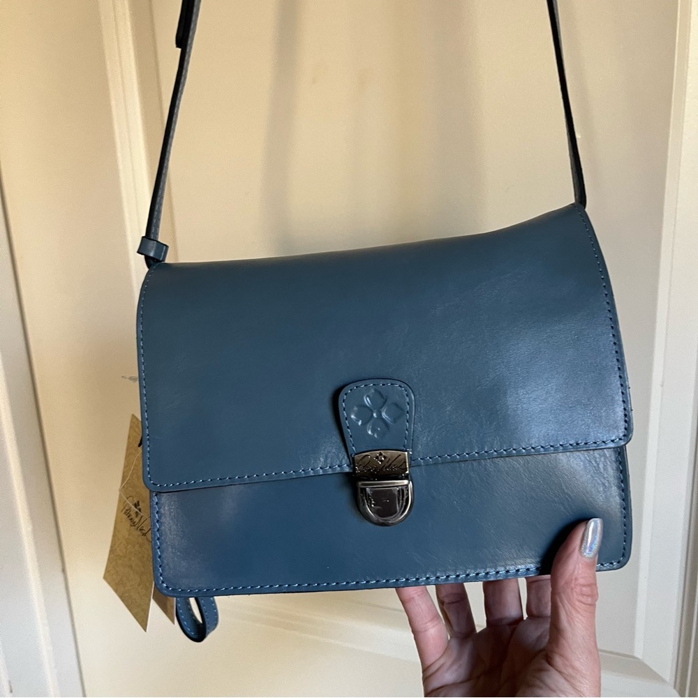 Blue Leather Crossbody Bag
